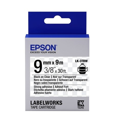 Epson LK-3TBW Ribbon Black on Transparent Strong Adhesive 9mm x 9m